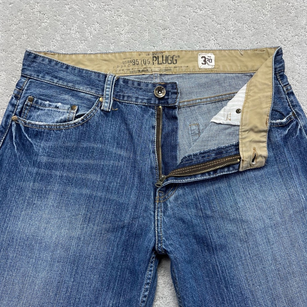 Y2k Plugg Jeans Men 34x30 Blue Denim Baggy‎ Wide Leg Distressed Grunge Skate